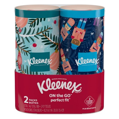 Kleenex Holiday Perfect Fit Canister Facial Tissue - 2pk/50ct