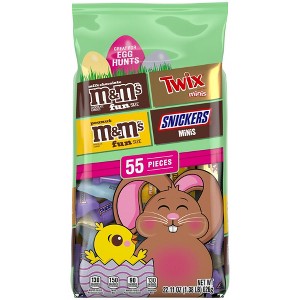 Mars M&M'S, Snickers & Twix Mini and Fun Size Milk Chocolate Individually Wrapped Easter Candy Variety - 22.11oz/55ct - 1 of 4