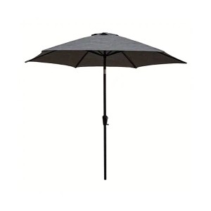 Four Seasons Courtyard 9 Foot Tuscany Market Umbrella Round Outdoor Backyard Patio Shaded Canopy with Crank Lift and Tilt Adjustments, Gray - 1 of 4