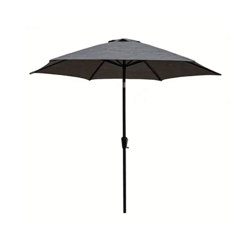 Four Seasons Courtyard 9 Foot Tuscany Market Umbrella Round Outdoor Backyard Patio Shaded Canopy with Crank Lift and Tilt Adjustments, Gray, 1 of 7