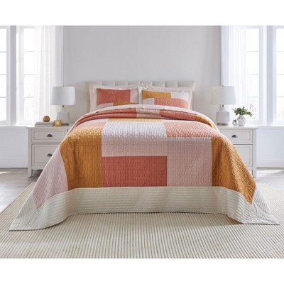 BrylaneHome Modern Velvet Patchwork Bedspread