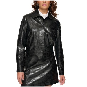 Calvin Klein Womens Crocodile Faux-Leather Jacket - 1 of 1