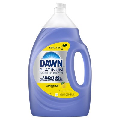 Dawn Platinum Dish Soap Liquid, Dishwashing Liquid, Grease Removal, Bleach Alternative Lemon, 54.8oz