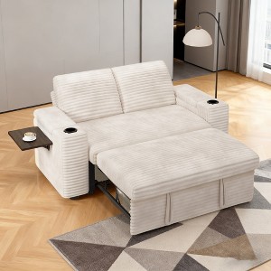 Dyonery 65" Loveseat Sleeper Sofa with Pull Out Bed,3-in-1 Convertible Sofa Bed with Reclining Backrest|USB Ports|Storage Armrests,Tool Free Assembly - 1 of 4