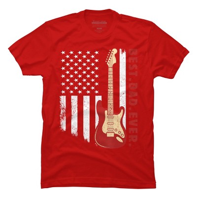 Men's Design By Humans Best Dad Ever Guitar and Flag By MINHMINH T-Shirt