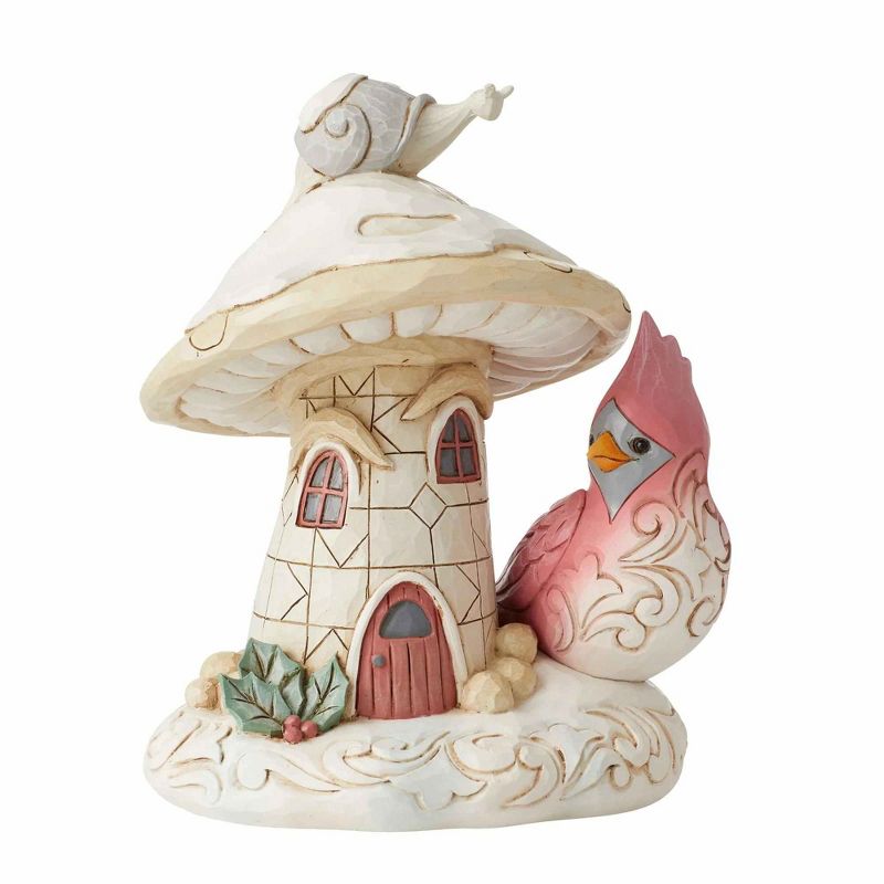 Jim Shore 6.75 In Home For The Holidays Mushroom Cardinal Dwelling Snail Gnome Figurines, 2 of 4