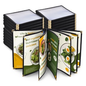 WeChef 20 Pack Restaurant Menu Covers 8.5 x 11" Book Style 7 Pages 14 Views Black - 1 of 4