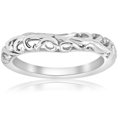 Pompeii3 Vintage 3mm Wedding Band 14k White Gold