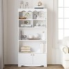 Homhougo 5 Tier Modern Bookcase with Doors, Brown Wood Bookcase Storage Organizer Shelf, 63 in Tall Display Storage Shelves, White - 3 of 4