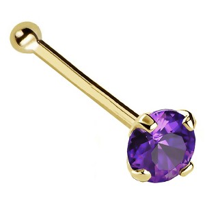 Jewelry Avalanche 22G 14K Gold Ball-end Nose Stud with Amethyst Gemstone - 1 of 2