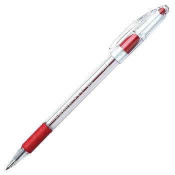 Pentel R.S.V.P. Refillable Ballpoint Pen, 0.7 mm Fine Tip, Red Ink, Clear Barrel, Pack of 12