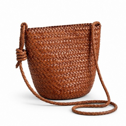 Сумки Alilang Woven Crossbody Bucket Bag - Stylish Summer Shoulder Purse for Vacation - Brown