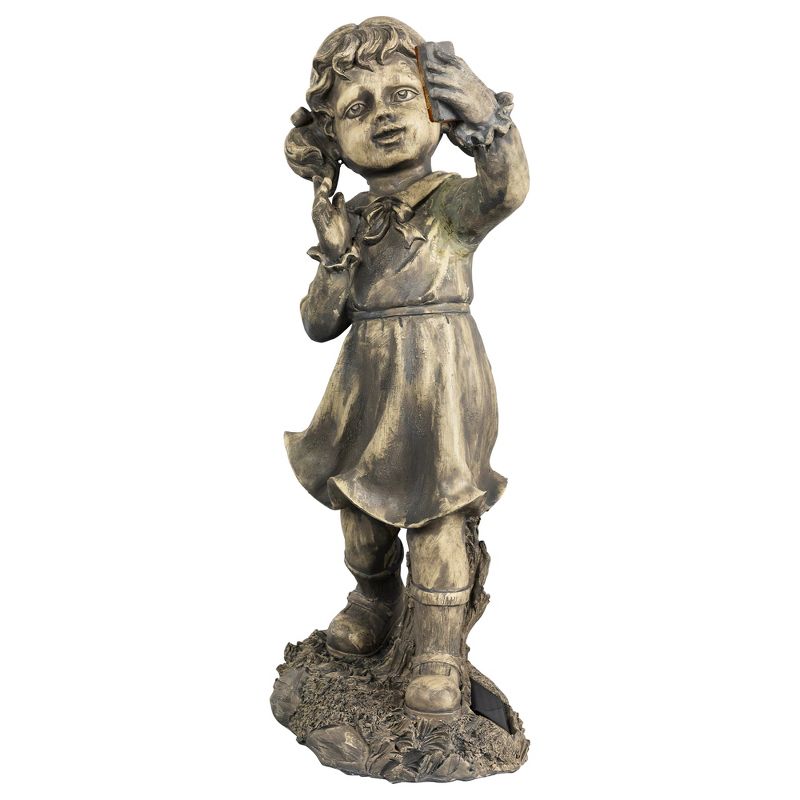 Northlight 18" Distressed Gray Girl with Cell Phone Solar Powered LED Lighted Outdoor Patio Garden Statue, 4 of 7