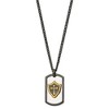 Chisel Stainless Steel Black and Yellow IP-plated with Cubic Zirconia HERO Dog Tag on a 24" Curb Chain Necklace - 3 of 4