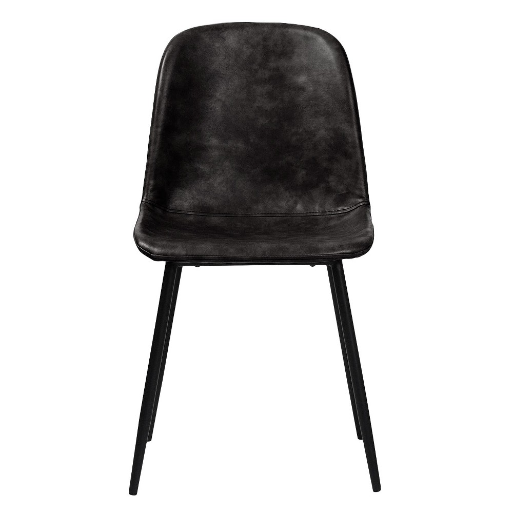 Max Modern Upholstered Faux Leather Dining Chair (Set of 2) - Charcoal (Grey) - Aeon
