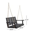 NAYSAYE Patio Swing Acacia Wood Porch Swing with Slatted Backrest for Garden Relaxation, Dark Gray, 26"*21.75"*37.48" - 3 of 4
