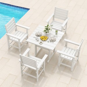 Arceso Outdoor Dining Set with Umbrella Hole, HDPS Patio Furniture - 1 of 4