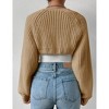 Women's Long Sleeve Open Front Knitted Crop Sweater Cardigan Drop Shoulder Knit Bolero Shrug - 2 of 4