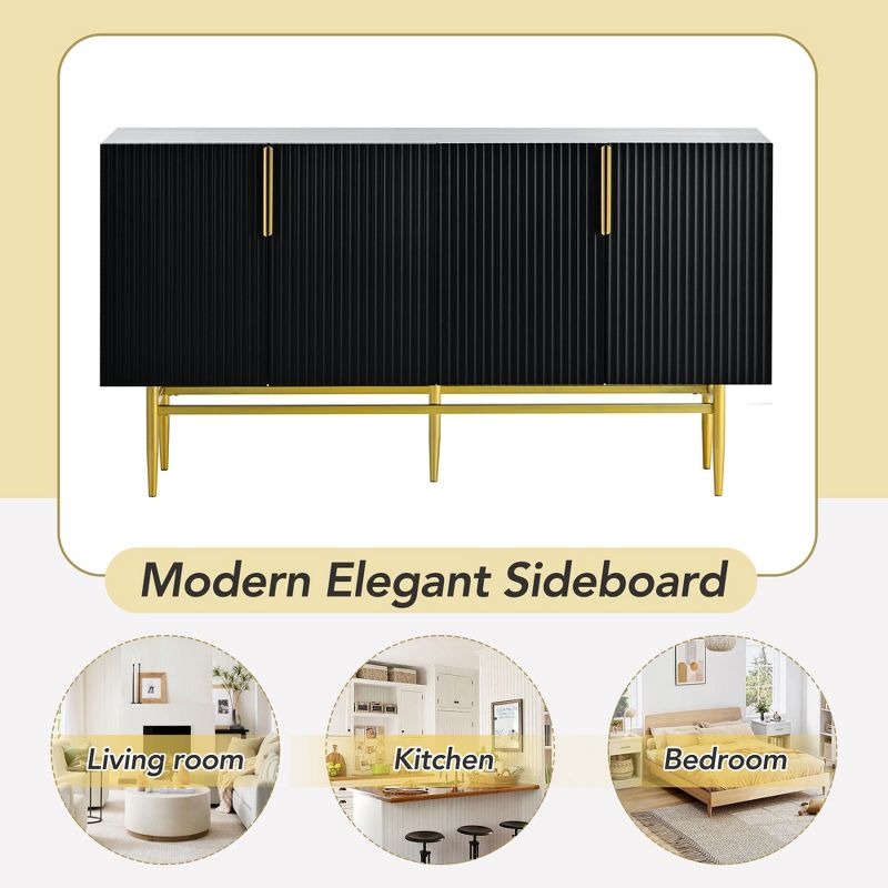 Modern Sideboard, Buffet Cabinet with Metal handles & Legs-ModernLuxe, 5 of 15