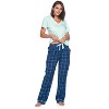 Ashford & Brooks Women's Woven Short Sleeve Jersey Top & Pajama Pants Set - 4 of 4