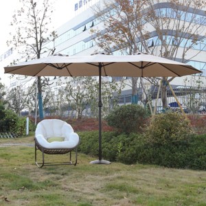 14FT Double Sided Polyester Outdoor Umbrella,Garden Umbrella With 12 Ribs,Patio Large Rectangular Umbrella,Base Not Included-Coolbibila - 1 of 4