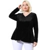 Agnes Orinda Women's Plus Size V Neck Tulip Hem Long Sleeve Peplum Velvet Blouses - 4 of 4