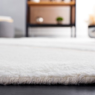 Ivory Beige Hand-knotted Wool Shag 4' x 6' Rug