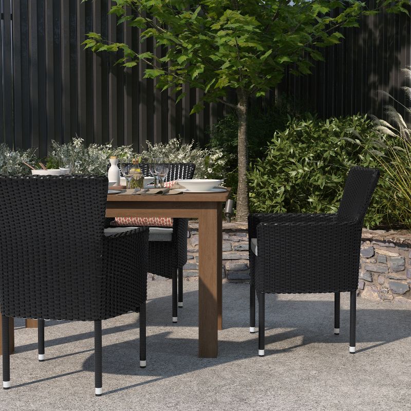 Merrick Lane Patio Chairs with Fade and Weather Resistant Wicker Wrapped Powder Coated Steel Frames & Cushions-Set of 2, 5 of 13