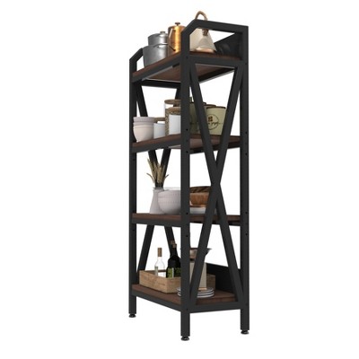 LauKingdom Bakers Rack 4-Level Storage Shelves Mental and Wooden Kitchen Shelves, Kitchen Organizers and Storage, for Garage, Pantry, Bathroom ,25.60'' Length — фото 4
