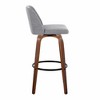 30" Mid-Century Modern Barstools Set of 2 with Swivel, Tufted Seat, and Wood Legs with Round Metal Footrest - 3 of 4
