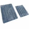 Home Mart Goods 2 Piece Set Soft Plush Thick Denim Blue Solid Striped Bathroom Mat - 2 of 4