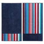 Nautical Stripe Cotton Oversized Reversible Beach Towel Set of 2 by Blue Nile Mills