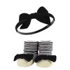 Hudson Baby Infant Girl Headband and Socks Giftset, Black Stripe Neutrals, One Size - 3 of 4