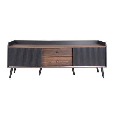 NicBex TV Stands for 70 inch TV,Entertainment Center with 2 Cabinets and 2 Open Shelves,TV Console for Living Room, Bedroom, Home,Dark Coffee+Black