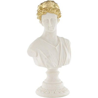 Dahlia Studios Matte White 16 1/2" High Woman Bust Sculpture with Gold Hair