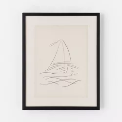 16" x 20" Boat Sketch Framed Wall Poster Prints Tan - Threshold™ designed with Studio McGee
