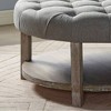 Gromma Round Button Tufted Storage Ottoman Natural Tone/Light Gray - HOMES: Inside + Out: Plywood & Acacia, Padded Shelf - 3 of 4