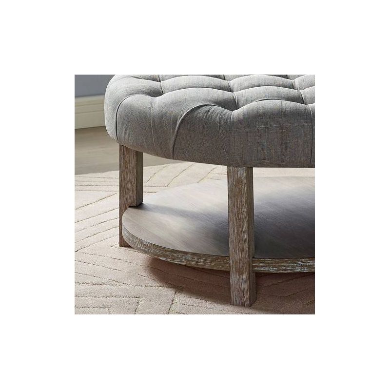 Gromma Round Button Tufted Storage Ottoman Natural Tone/Light Gray - HOMES: Inside + Out, 4 of 6