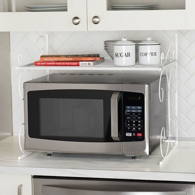 White Metal Freestanding Over-the-Microwave Shelf Organizer