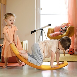 Qaba Kids 32" Balance Board, Wobble Board for Kids / Toddlers, Curvy Rocker Board, Preschool Learning Montessori Waldorf Toy , Orange - 1 of 4