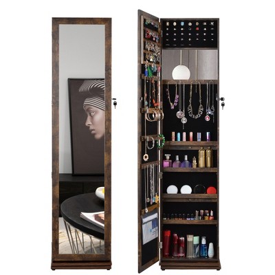 Gulches Full Length Mirror 360¡ã Swivel Jewelry Cabinet: Chic and Functional Jewelry Storage with a Reflective Twist
