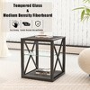 Lyngins 3-Tier Side Table with Drawer – Tempered Glass Top, Metal X-Frame, End Table for Living Room, Nightstand with Vintage Industrial Charm - 3 of 4