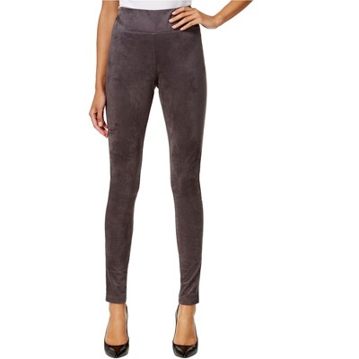 I.N.C International Concepts Womens Faux Suede Casual Leggings, Grey, 14 Regular