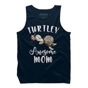 Men's Design By Humans Turtley Awesome Mom Turtle with Flower By animalshop Tank Top
