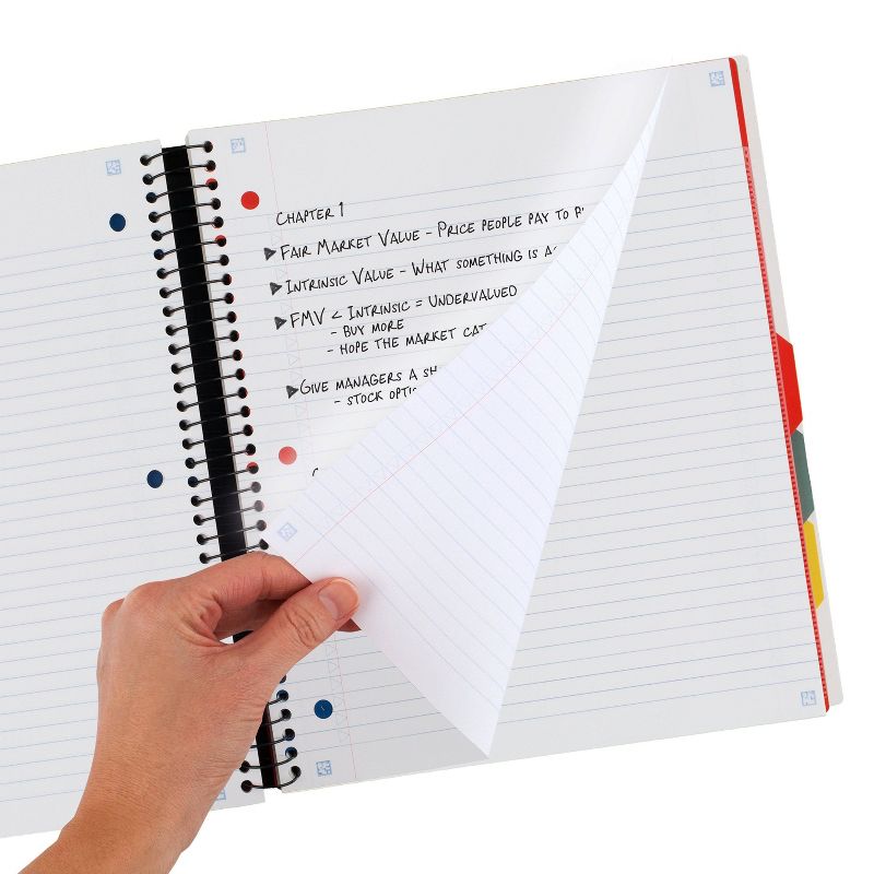 Five Star 300 Sheets  5 Subject College Ruled Spiral Notebook with Pocket Dividers White, 5 of 9