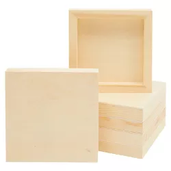 Bright Creations 6 Pack Unfinished Wood Canvas Boards for Painting, 6x6 Square Wooden Panels for Crafts