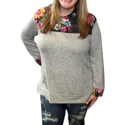 Women's Floral Color Block Hoodie - honeyme