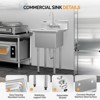 ROVSUN NSF Commercial 24" Single Bowl Kitchen Sink, 304 Stainless Steel, Free Standing Utility Sink for Kitchen, Laundry Room, Garage, Restaurant - 2 of 4
