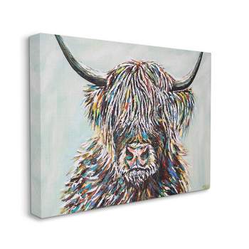 Stupell Industries Country Cattle Wooly Highland Portrait Rainbow Hair :  Target