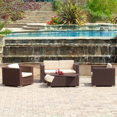 Murano 4pc Wicker Patio Sofa Set - Brown - Christopher Knight Home